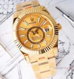 Swiss Grade 1 Copy Rolex Sky-Dweller Yellow Gold 42mm Watch 9001 Movement